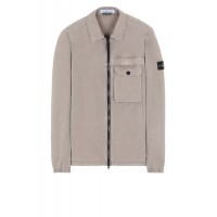 Stone Island 107WN Overshirt In Brushed Cotton Canvas Dove Gray 