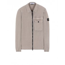 Stone Island 107WN Overshirt In Brushed Cotton Canvas Dove Gray 