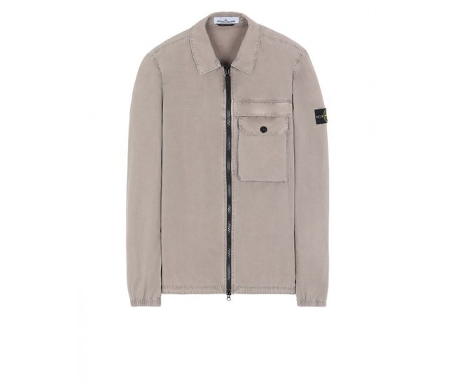 Stone Island 107WN Overshirt In Brushed Cotton Canvas Dove Gray 