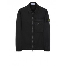 Stone Island 107WN Overshirt In Brushed Cotton Canvas Black