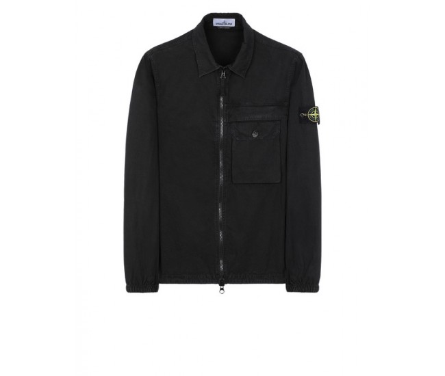 Stone Island 107WN Overshirt In Brushed Cotton Canvas Black