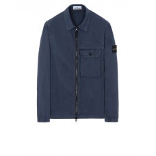 Stone Island 107WN Overshirt In Brushed Cotton Canvas Dark Blue