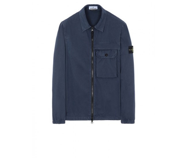 Stone Island 107WN Overshirt In Brushed Cotton Canvas Dark Blue