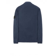 Stone Island 107WN Overshirt In Brushed Cotton Canvas Dark Blue