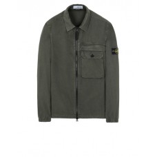 Stone Island 107WN Overshirt In Brushed Cotton Canvas Musk Green