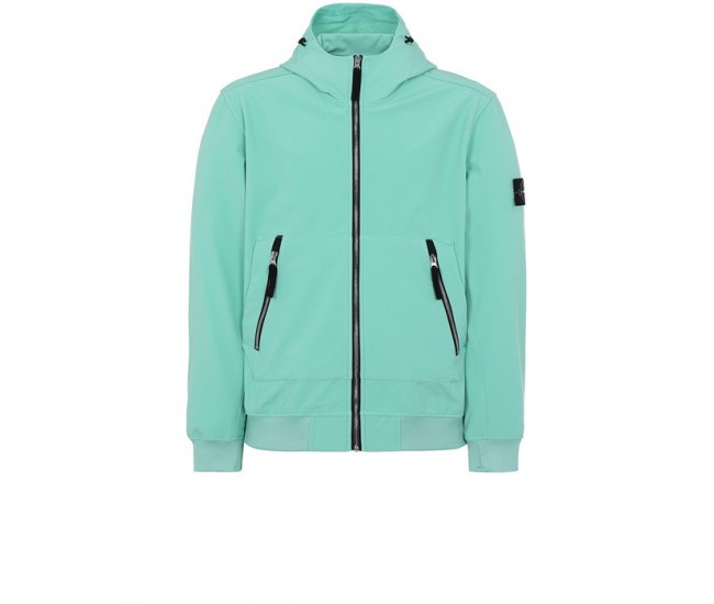 Stone Island 40727 Lightweight Hooded Jacket Polyester Stretch Canvas Aqua