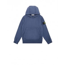 Stone Island 61640 Junior Hooded Sweatshirt In Heavy Cotton Fleece Marine Blue