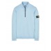 Stone Island 62720 Fall Winter Half Zipper Sweatshirt In Brushed Cotton Fleece Sky Blue