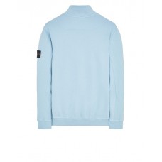 Stone Island 62720 Fall Winter Half Zipper Sweatshirt In Brushed Cotton Fleece Sky Blue