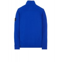 Stone Island 62720 Fall Winter Half Zipper Sweatshirt In Brushed Cotton Fleece Ultramarine Blue