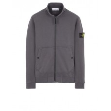 Stone Island 62820 Fall Winter Full Zipper Sweatshirt In Brushed Cotton Fleece Lead