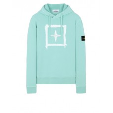 Stone Island 65894 Fall Winter Hoodie Sweatshirt In Cotton Aqua