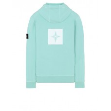 Stone Island 65894 Fall Winter Hoodie Sweatshirt In Cotton Aqua