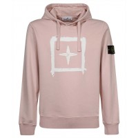 Stone Island 65894 Fall Winter Hoodie Sweatshirt In Cotton Pastel Pink