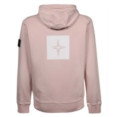 Stone Island 65894 Fall Winter Hoodie Sweatshirt In Cotton Pastel Pink