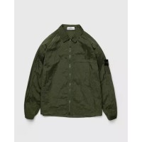 Stone Island 12321 Garment Dyed Nylon Metal Overshirt Olive Green