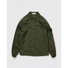 Stone Island 12321 Garment Dyed Nylon Metal Overshirt Olive Green