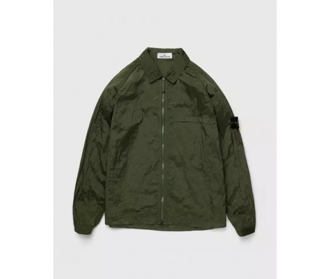 Stone Island 12321 Garment Dyed Nylon Metal Overshirt Olive Green