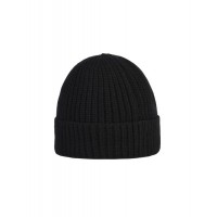 Stone Island N10B5 Beanie In Ribbed Geelong Wool Black