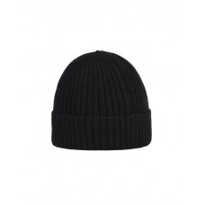 Stone Island N10B5 Beanie In Ribbed Geelong Wool Black