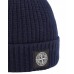 Stone Island N10B5 Beanie In Ribbed Geelong Wool Dark Blue