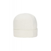 Stone Island N10B5 Beanie In Ribbed Geelong Wool Natural White