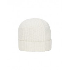 Stone Island N10B5 Beanie In Ribbed Geelong Wool Natural White