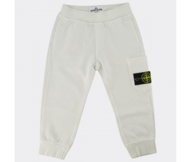 Stone Island 61540 Junior Cotton Fleece Sweatpants White