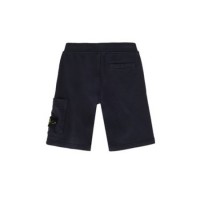 Stone Island 61840 Junior Cargo Bermuda Shorts In Cotton Fleece Black