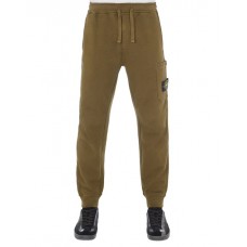 Stone Island 62620 Autumn Winter Cargo Sweatpants In Brushed Cotton Fleece Oliver Green