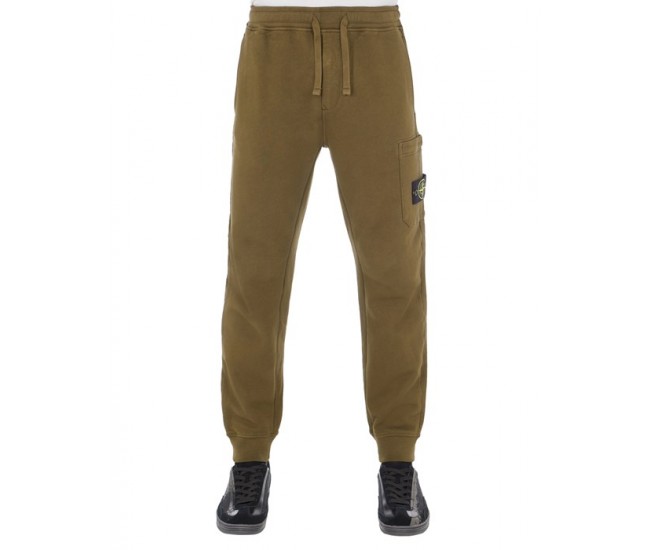 Stone Island 62620 Autumn Winter Cargo Sweatpants In Brushed Cotton Fleece Oliver Green