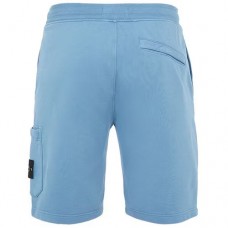 Stone Island 64651 Shorts Dyed Cotton Fleece Avio Blue