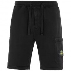 Stone Island 64651 Shorts Dyed Cotton Fleece Black