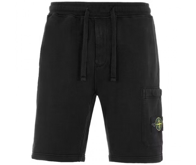 Stone Island 64651 Shorts Dyed Cotton Fleece Black