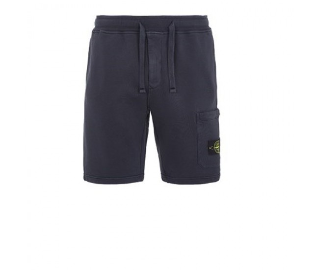 Stone Island 64651 Shorts Dyed Cotton Fleece Dark Blue