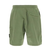 Stone Island 64651 Shorts Dyed Cotton Fleece Sage Green