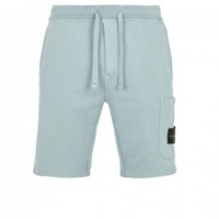 Stone Island 64651 Shorts Dyed Cotton Fleece Sky Blue