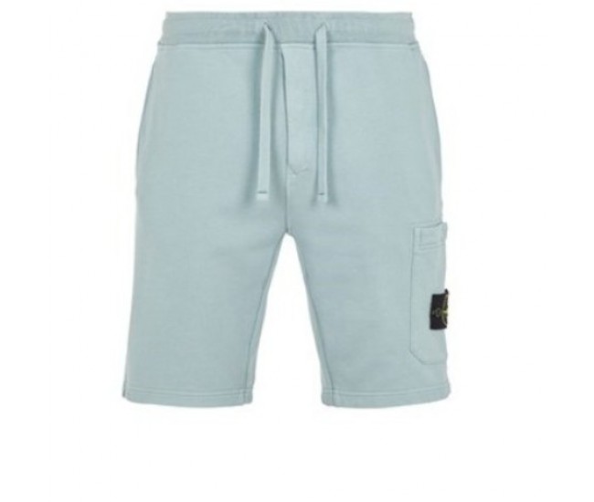 Stone Island 64651 Shorts Dyed Cotton Fleece Sky Blue