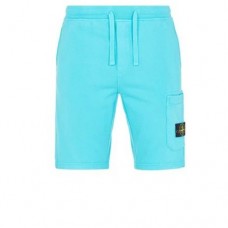 Stone Island 64651 Shorts Dyed Cotton Fleece Turquoise