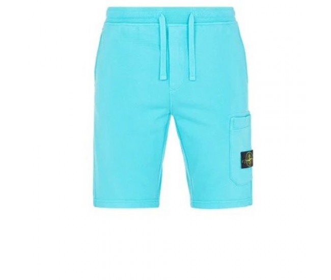 Stone Island 64651 Shorts Dyed Cotton Fleece Turquoise