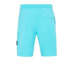 Stone Island 64651 Shorts Dyed Cotton Fleece Turquoise