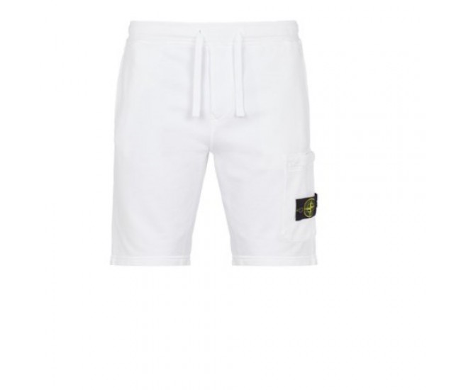 Stone Island 64651 Shorts Dyed Cotton Fleece White