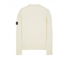 Stone Island 553C2 Fall Winter Sweaters In Full Rib Wool Natural White