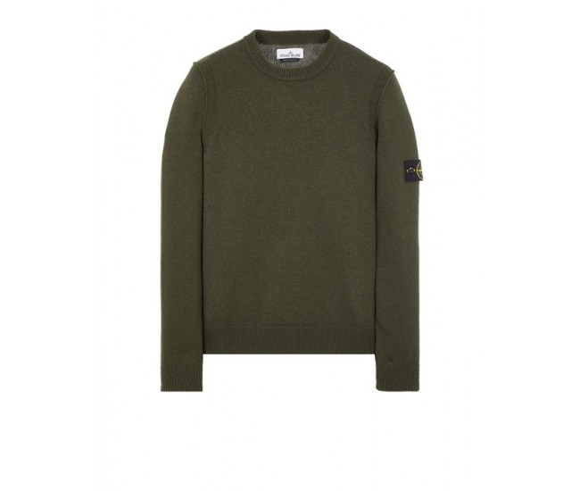 Stone Island 508A3 Autumn Winter Knitwear Lambswool Oliver Green