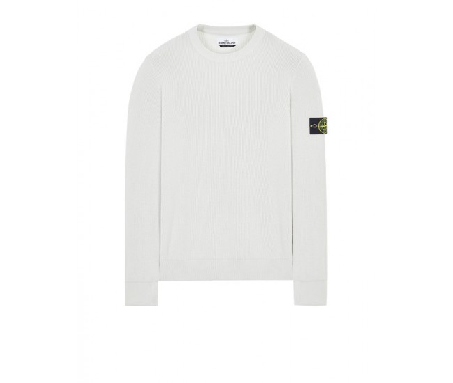 Stone Island 550D8 Sweater In Ribbed Soft Cotton Ice