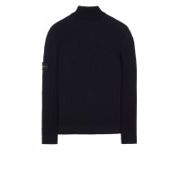 Stone Island 552C2 Autumn Winter Turtleneck Knit In Full Rib Wool Dark Blue