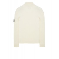 Stone Island 552C2 Autumn Winter Turtleneck Knit In Full Rib Wool Natural White