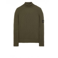 Stone Island 552C2 Autumn Winter Turtleneck Knit In Full Rib Wool Oliver Green