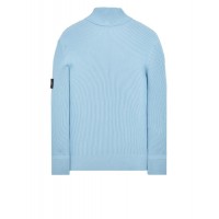 Stone Island 552C2 Autumn Winter Turtleneck Knit In Full Rib Wool Pastel Blue