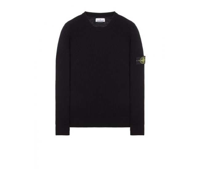 Stone Island 553C2 Fall Winter Sweaters In Full Rib Wool Black